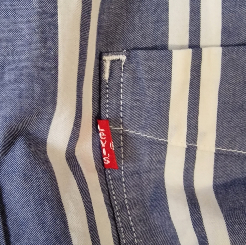 Levi's Blue & White Striped Short Sleeve Collared Shirt Size XL - Picture 5 of 11
